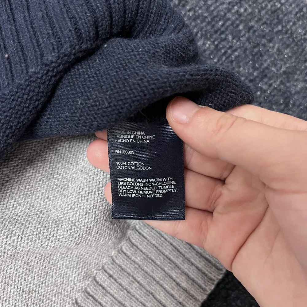 Tommy Hilfiger Sweater Youth Large‎ 16/18 Gray Navy Half Zip Pullover Spell Out